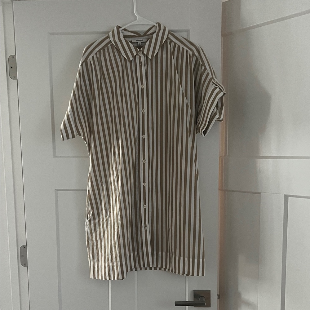 Madewell Brown and White Striped Mini Dress